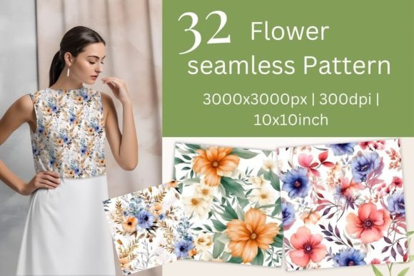 32 Flower Seamless Patterns 659: A Creative Bundle for Design Enthusiasts