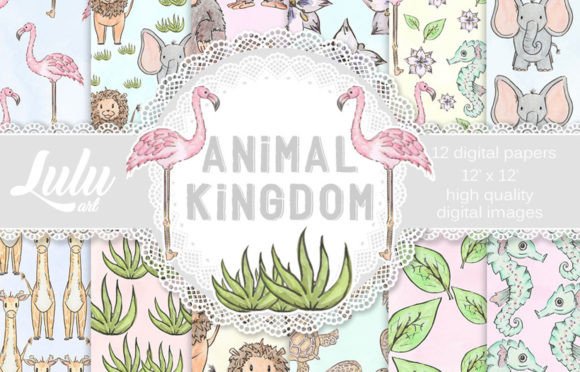 Animal Kingdom 12 Patterns and 12 Digital Paper Sheets for Printing