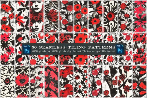 Black White Red Floral Patterns: A Versatile Resource for Designers and Creators