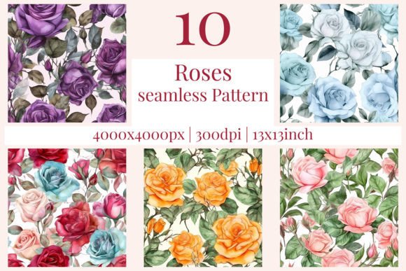 Bundle 10 Seamless Roses Patterns 622: A Versatile Resource for Creative Professionals