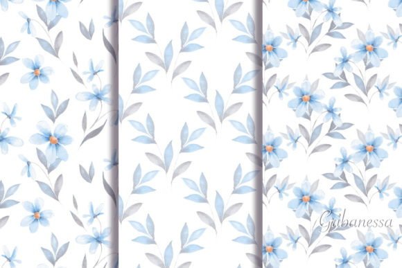 Delicate Blue Floral Seamless Patterns