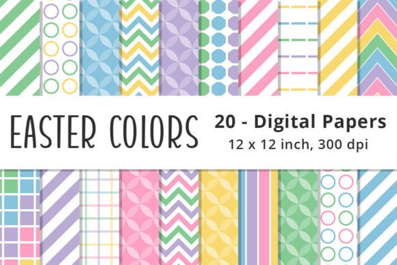 Easter Rainbow Digital Paper Patterns for Creative Projects