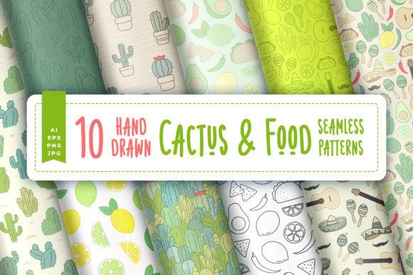 Exploring the World of Cactus Mexican Food Seamless Patterns for Creative Design