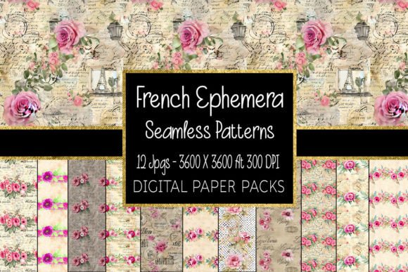 French Ephemera Seamless Patterns: A Versatile Resource for Designers
