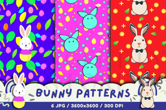 Happy Easter Bunny Seamless Patterns