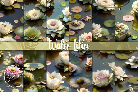 Lilies Pond Floral Seamless Patterns