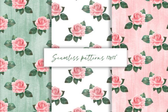 Pink Rose Seamless Patterns