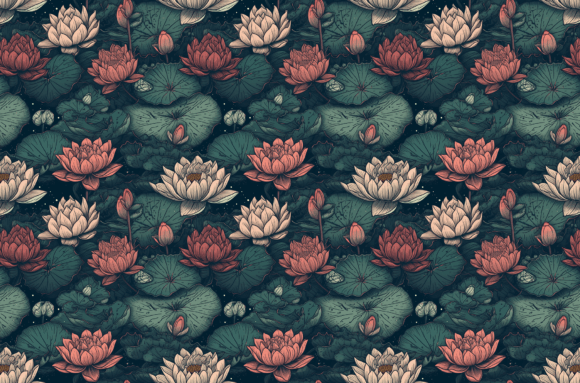 Retro Flowers Pattern - Lotus Patterns: A Timeless Design for Modern Use