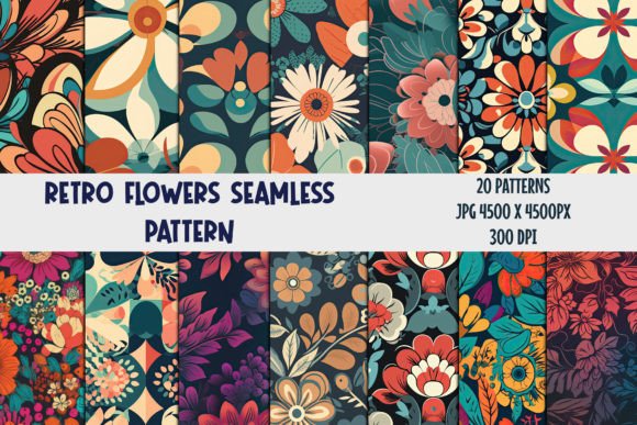 Retro Flowers Seamless Patterns 1