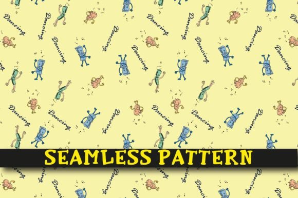 Robot Patterns and You Will Get AI. EPS. Textile Pattern Vector Illustrations for Creative Design