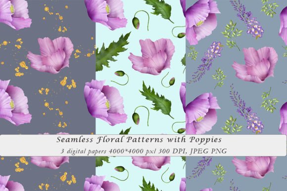 Seamless Floral Patterns with Poppies