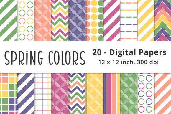 Spring Rainbow Digital Paper Patterns