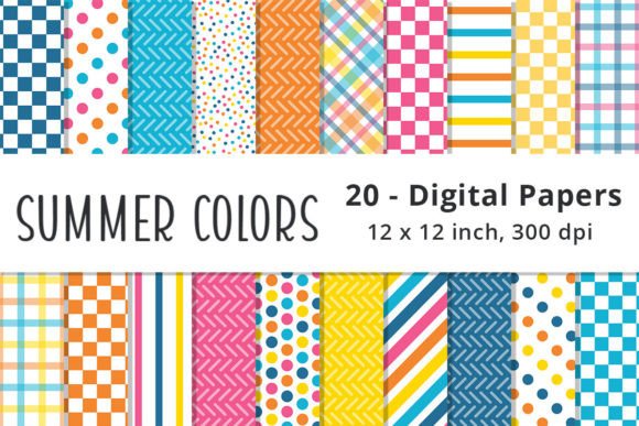 Summer Colors Digital Paper Patterns