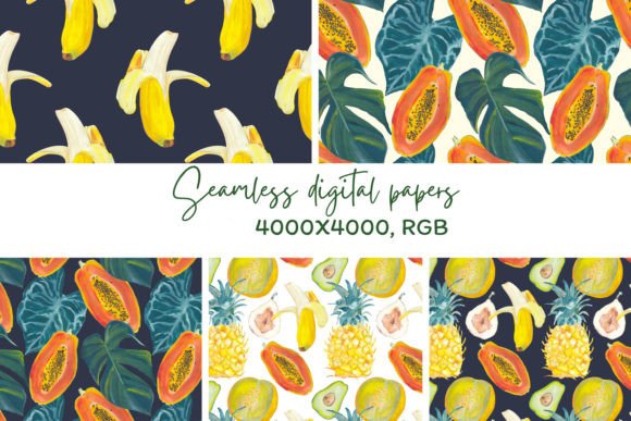Tropical Fruits Seamless Patterns Papers: A Creative Resource for Designers
