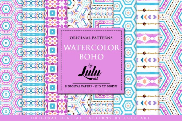 Watercolor Boho Patterns Set: A Digital Design Resource for Modern Creators