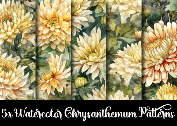 Watercolor Chrysanthemum Flower Patterns