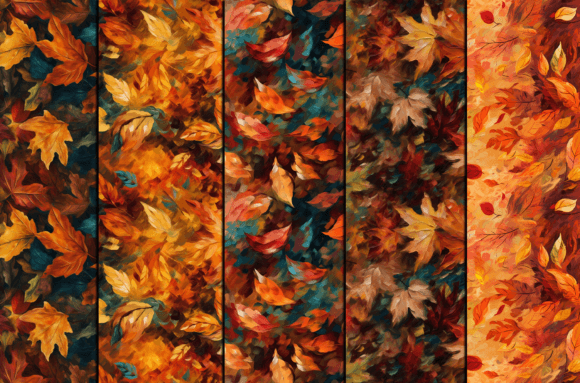 Watercolor Leaves Patterns Spring Bundle