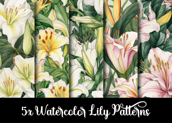 Watercolor Lily Flower Patterns: A Creative Resource for Designers and Enthusiasts